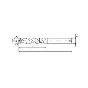 Desenho Técnico Metal Duro DIN6537K com refrigeração interna Maxitech Ferramentas de Corte