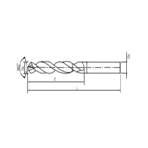 Desenho Técnico Metal Duro DIN6537L com refrigeração interna Maxitech Ferramentas de Corte