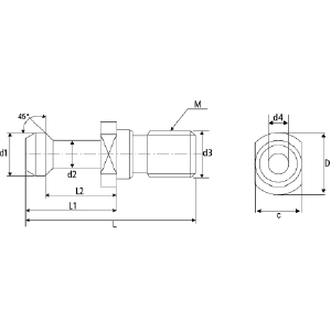 Desenho Técnico Pinos de Fixação CAT-BT 40 X 45º Maxitech Ferramentas de Corte